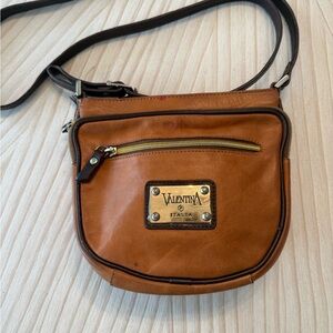 Valentina Tan Crossbody Bag with Gold Accents